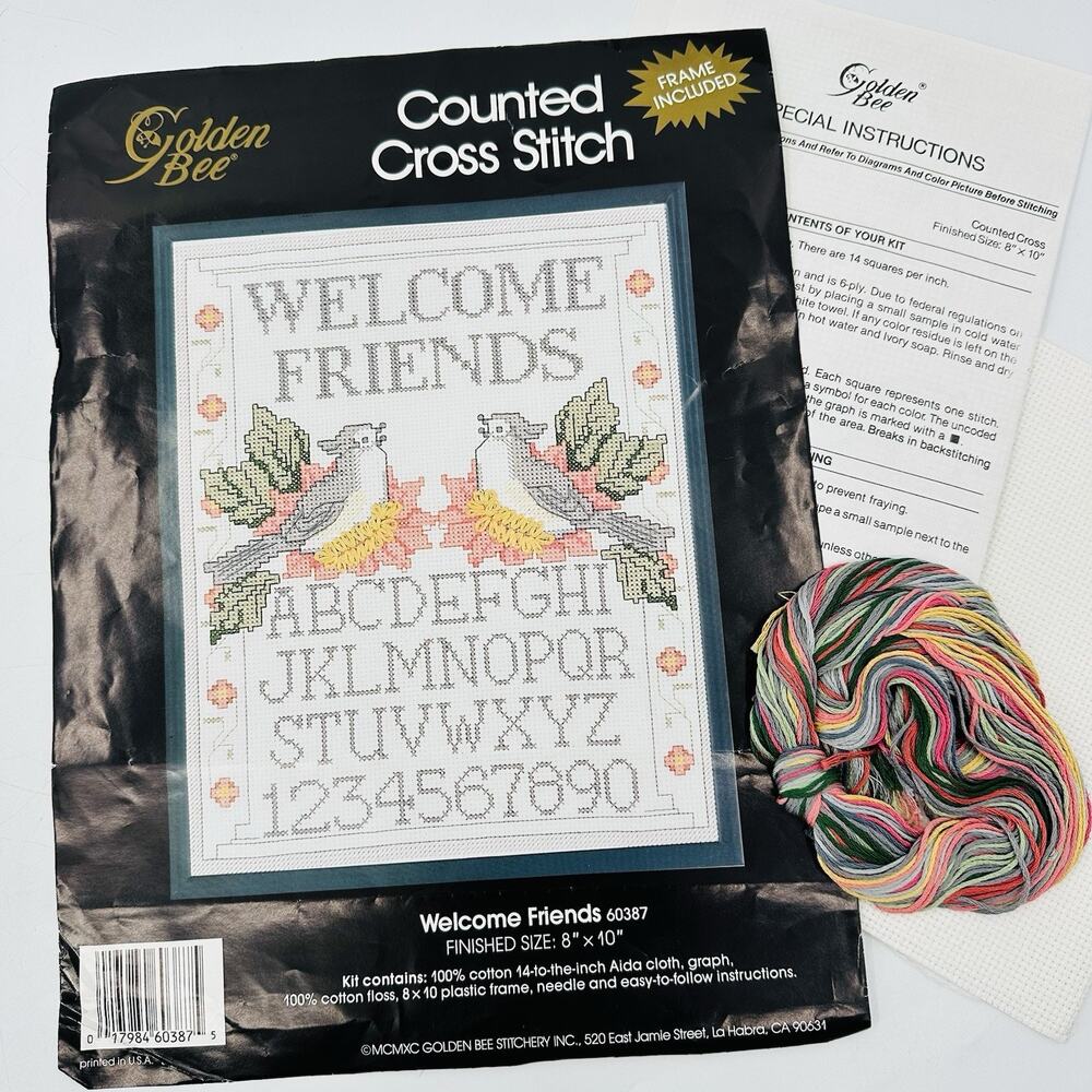 Golden Bee Cross Stitch Kit "Welcome Friends" - Vintage Embroidery Kit 60387
